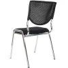 4er-Set Besucherstuhl H401, Konferenzstuhl stapelbar, Stoff/Textil ~ Sitz schwarz, Füße chrom