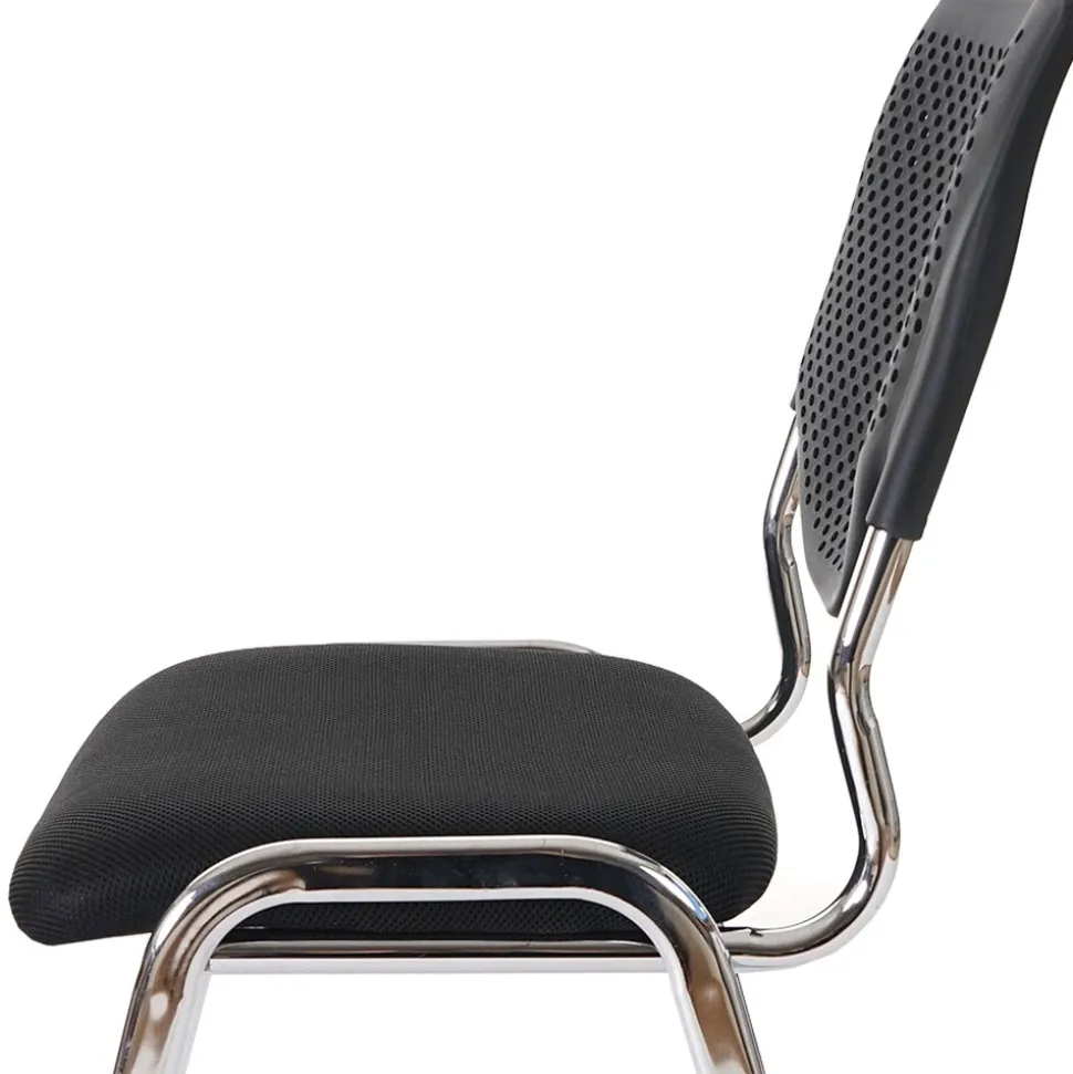 4er-Set Besucherstuhl H401, Konferenzstuhl stapelbar, Stoff/Textil ~ Sitz schwarz, Füße chrom