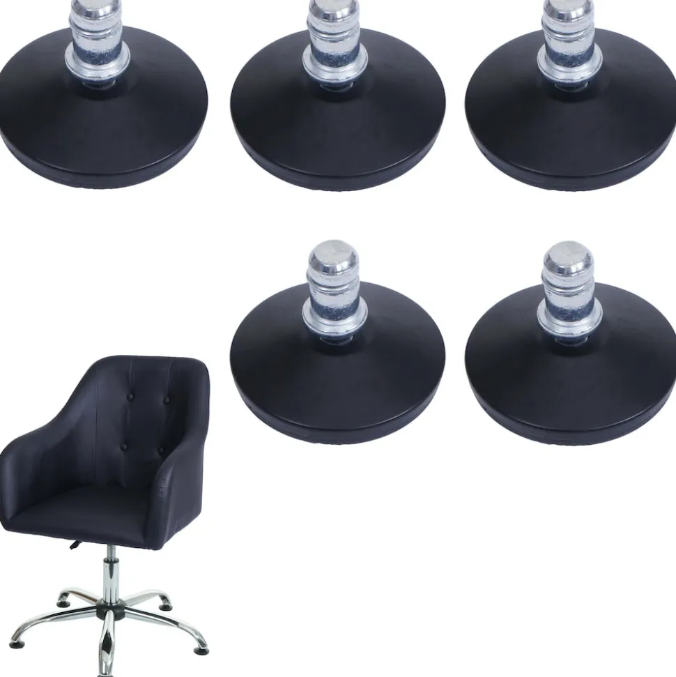 5er-Set Bodengleiter MCW-K73 statt Rollen - fester Stand für Bürostuhl/Esszimmerstuhl, Fußgleiter, Ø 11mm ~ schwarz