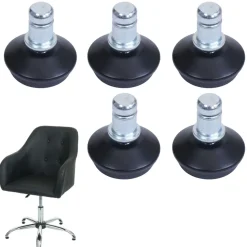 5er-Set Bodengleiter MCW-K74 statt Rollen - fester Stand für Bürostuhl/Esszimmerstuhl, Fußgleiter, Ø 11mm ~ schwarz