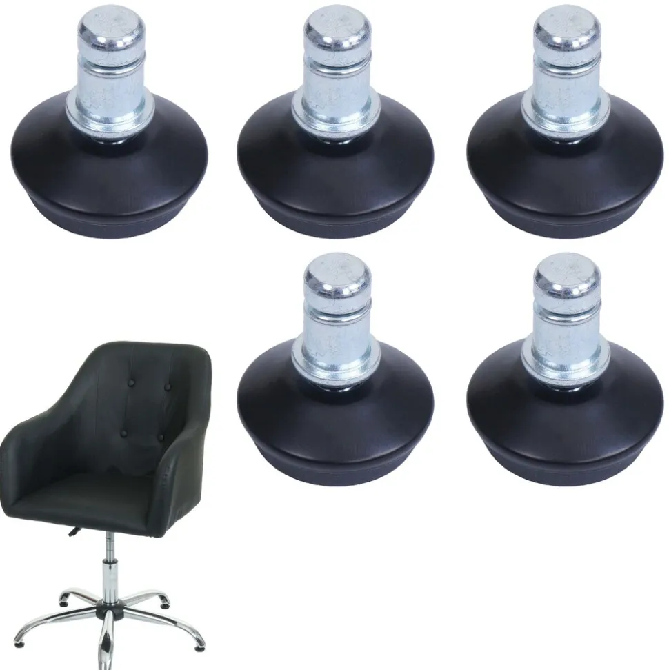 5er-Set Bodengleiter MCW-K74 statt Rollen - fester Stand für Bürostuhl/Esszimmerstuhl, Fußgleiter, Ø 11mm ~ schwarz
