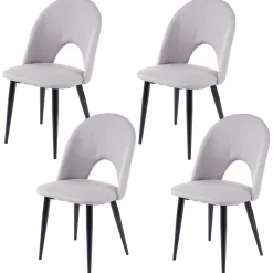 4er-Set Esszimmerstuhl MCW-D73, Stuhl Küchenstuhl, Stoff/Textil ~ grau