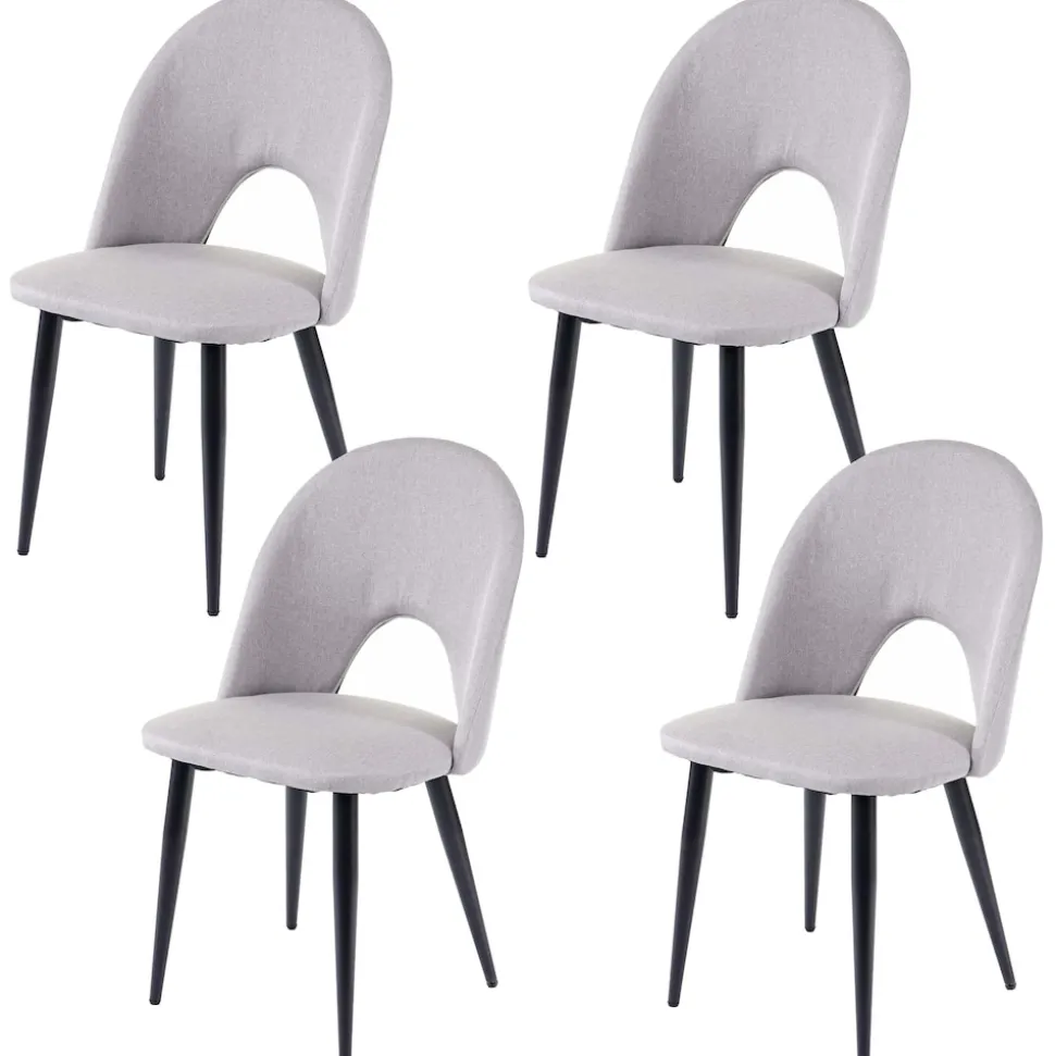 4er-Set Esszimmerstuhl MCW-D73, Stuhl Küchenstuhl, Stoff/Textil ~ grau