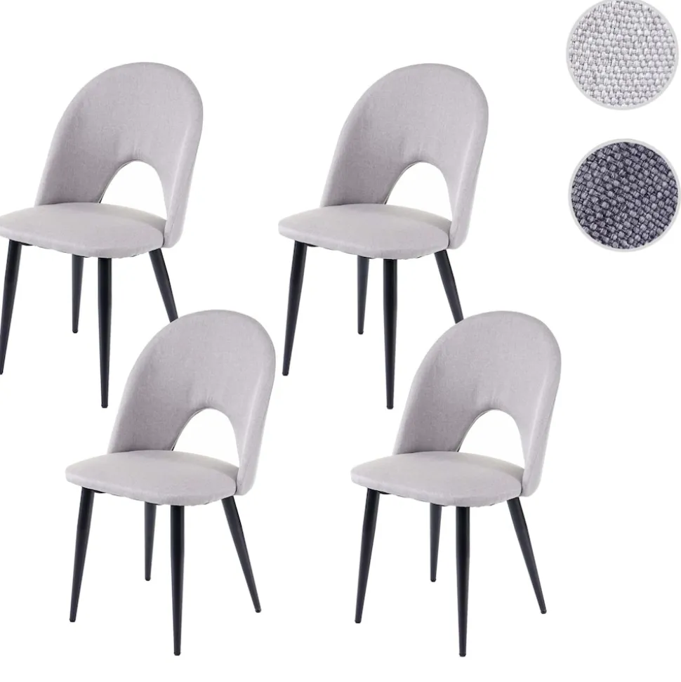 4er-Set Esszimmerstuhl MCW-D73, Stuhl Küchenstuhl, Stoff/Textil ~ grau