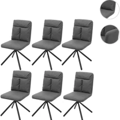 6er-Set Esszimmerstuhl MCW-G58, Küchenstuhl Stuhl, drehbar Auto-Position Textil/Stoff ~ grau
