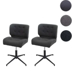 2er-Set Esszimmerstuhl MCW-H42, Drehstuhl Küchenstuhl, höhenverstellbar drehbar ~ Stoff/Textil dunkelgrau, Fuß schwarz