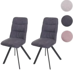 2er-Set Esszimmerstuhl MCW-J69, Küchenstuhl Stuhl, drehbar Auto-Position, Samt ~ anthrazit