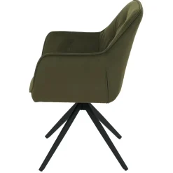 2er-Set Esszimmerstuhl MCW-L80, Küchenstuhl Polsterstuhl Stuhl mit Armlehne, drehbar, Metall Stoff/Textil ~ grün