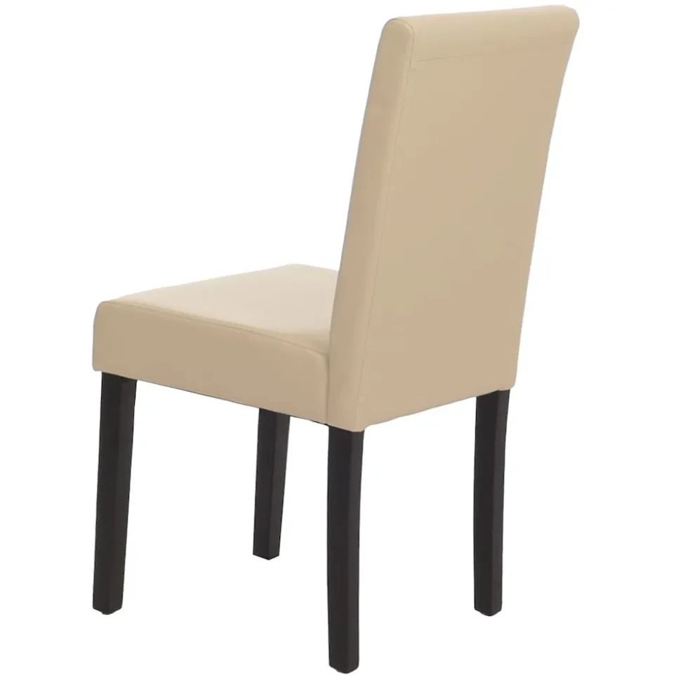 4er-Set Esszimmerstuhl Stuhl Küchenstuhl Littau ~ Leder, creme dunkle Beine