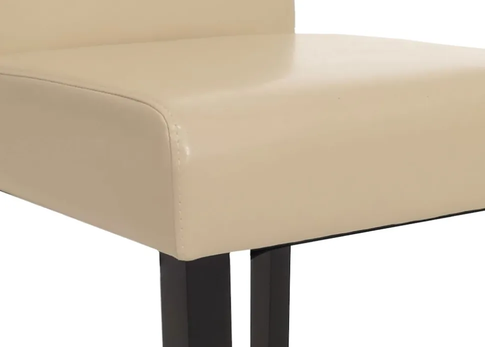 4er-Set Esszimmerstuhl Stuhl Küchenstuhl Littau ~ Leder, creme dunkle Beine
