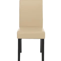 4er-Set Esszimmerstuhl Stuhl Küchenstuhl Littau ~ Leder, creme dunkle Beine