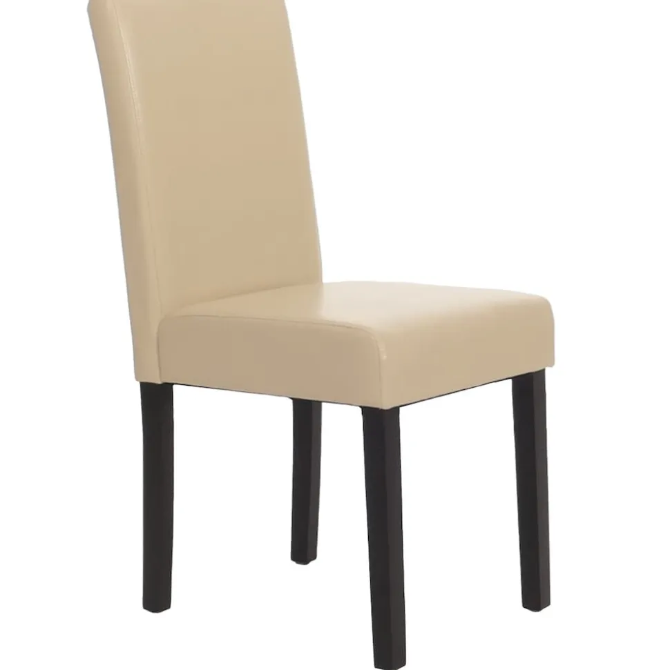 4er-Set Esszimmerstuhl Stuhl Küchenstuhl Littau ~ Leder, creme dunkle Beine