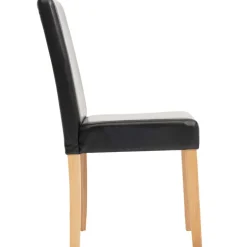 2er-Set Esszimmerstuhl Stuhl Küchenstuhl Littau ~ Kunstleder, schwarz, helle Beine