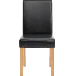2er-Set Esszimmerstuhl Stuhl Küchenstuhl Littau ~ Kunstleder, schwarz, helle Beine