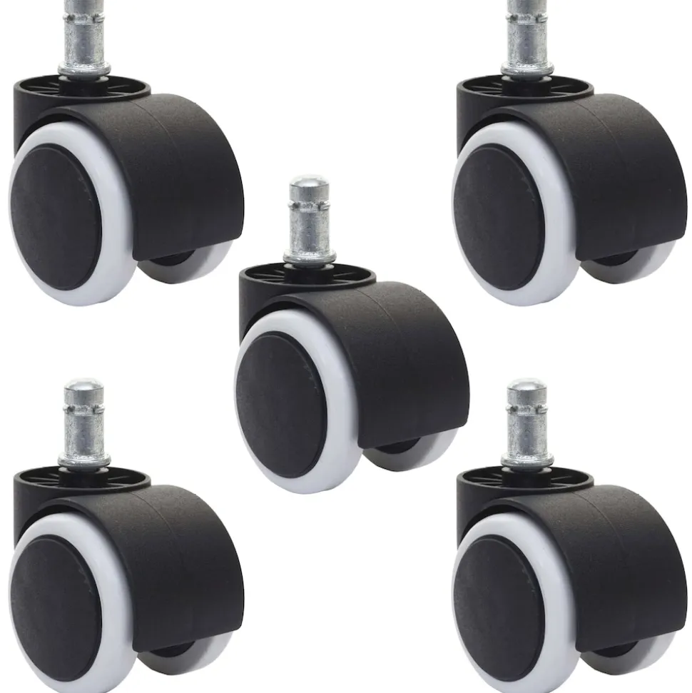5er-Set Hartbodenrollen MCW-H86, Bürostuhl-Rollen Stuhlrollen, 150kg belastbar Ø 11mm ~ weiß