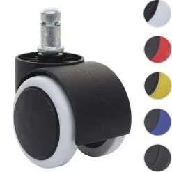 5er-Set Hartbodenrollen MCW-H86, Bürostuhl-Rollen Stuhlrollen, 150kg belastbar Ø 11mm ~ weiß