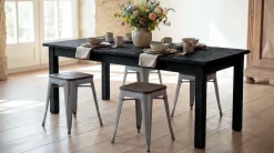 4er-Set Hocker MCW-A73 inkl. Holz-Sitzfläche, Metallhocker Sitzhocker, Metall Industriedesign stapelbar ~ grau
