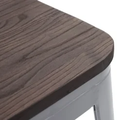 4er-Set Hocker MCW-A73 inkl. Holz-Sitzfläche, Metallhocker Sitzhocker, Metall Industriedesign stapelbar ~ grau