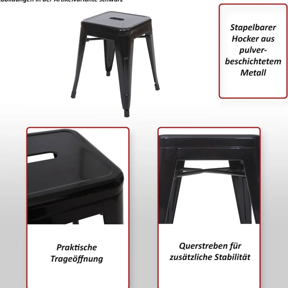 2er-Set Hocker MCW-A73, Metallhocker Sitzhocker, Metall Industriedesign stapelbar ~ grau