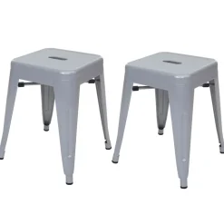 2er-Set Hocker MCW-A73, Metallhocker Sitzhocker, Metall Industriedesign stapelbar ~ grau