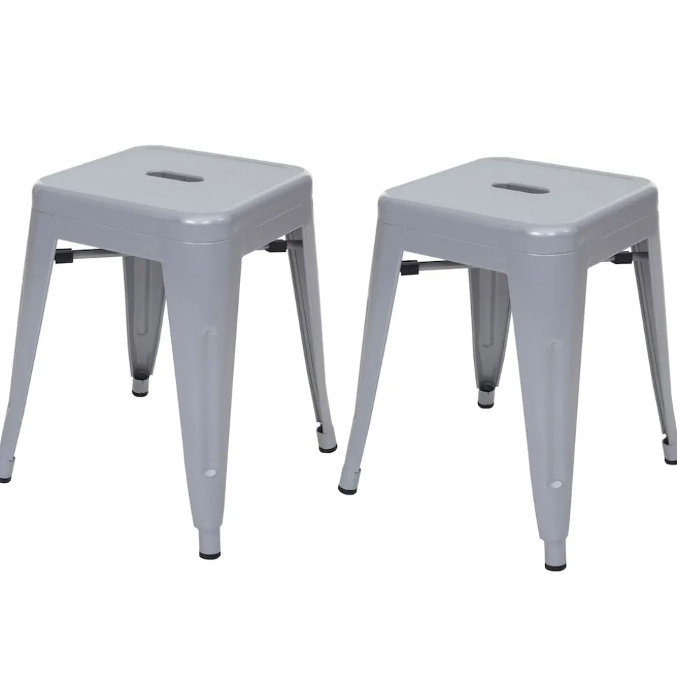 2er-Set Hocker MCW-A73, Metallhocker Sitzhocker, Metall Industriedesign stapelbar ~ grau