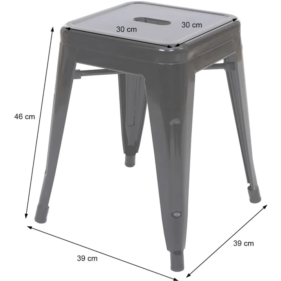 2er-Set Hocker MCW-A73, Metallhocker Sitzhocker, Metall Industriedesign stapelbar ~ grau