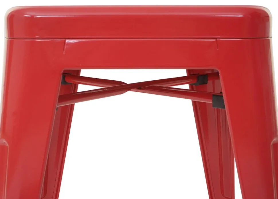 4er-Set Hocker MCW-A73, Metallhocker Sitzhocker, Metall Industriedesign stapelbar ~ rot
