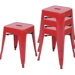 4er-Set Hocker MCW-A73, Metallhocker Sitzhocker, Metall Industriedesign stapelbar ~ rot