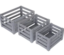 3er Set Holzkiste MCW-C56, Weinkiste Dekokiste Aufbewahrungskiste Obstkiste, Shabby-Look Vintage ~ grau, shabby