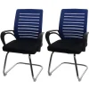 2er-Set Konferenzstuhl MCW-K51, Besucherstuhl Freischwinger, 150kg belastbar Stoff/Textil ~ blau