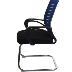 2er-Set Konferenzstuhl MCW-K51, Besucherstuhl Freischwinger, 150kg belastbar Stoff/Textil ~ blau