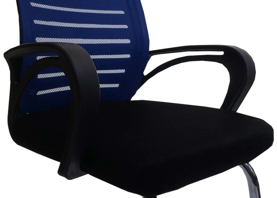2er-Set Konferenzstuhl MCW-K51, Besucherstuhl Freischwinger, 150kg belastbar Stoff/Textil ~ blau