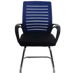 2er-Set Konferenzstuhl MCW-K51, Besucherstuhl Freischwinger, 150kg belastbar Stoff/Textil ~ blau