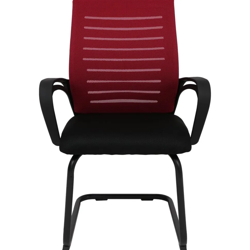 2er-Set Konferenzstuhl MCW-K51, Besucherstuhl Freischwinger, Stoff/Textil (250g/m²) MVG ~ rot, Gestell schwarz