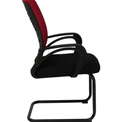 2er-Set Konferenzstuhl MCW-K51, Besucherstuhl Freischwinger, Stoff/Textil (250g/m²) MVG ~ rot, Gestell schwarz