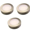 3er Set LED Einbauspot Unterbauspot Edelstahl gebürstet 12VDC 3 Watt Warmweiß 6,3 cm Ø Einbaustrahler für Möbel inkl. Aufsatzring