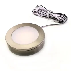 3er Set LED Einbauspot Unterbauspot Edelstahl gebürstet 12VDC 3 Watt Warmweiß 6,3 cm Ø Einbaustrahler für Möbel inkl. Aufsatzring