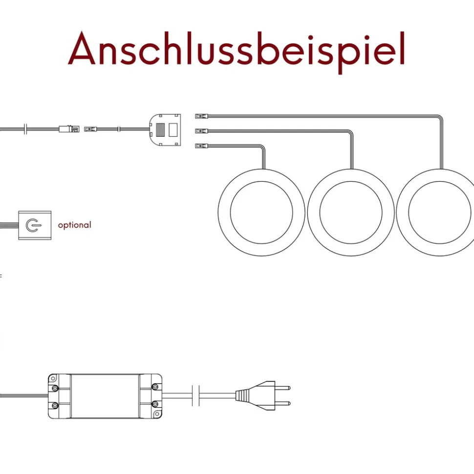 3er Set LED Einbauspot Unterbauspot Edelstahl gebürstet 12VDC 3 Watt Warmweiß 6,3 cm Ø Einbaustrahler für Möbel inkl. Aufsatzring
