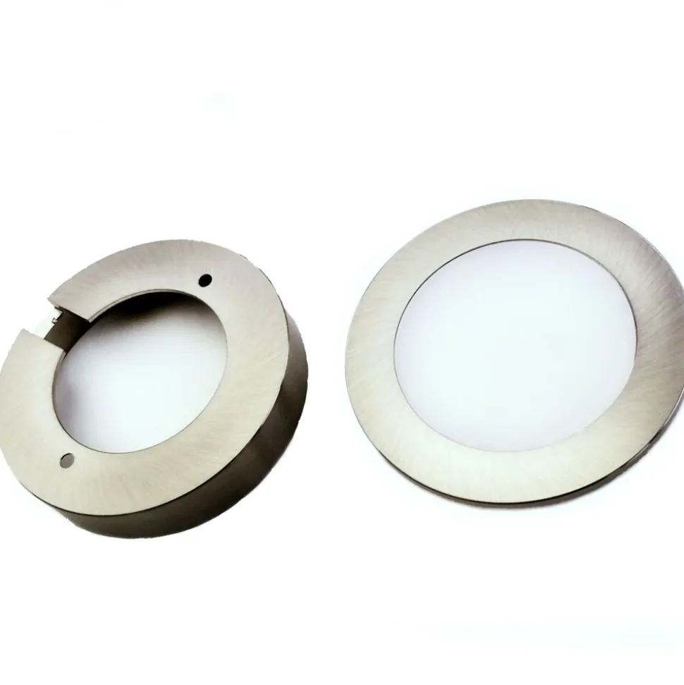 3er Set LED Einbauspot Unterbauspot Edelstahl gebürstet 12VDC 3 Watt Warmweiß 6,3 cm Ø Einbaustrahler für Möbel inkl. Aufsatzring