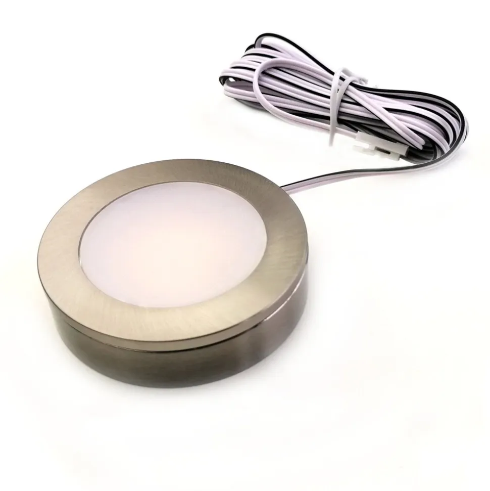 3er Set LED Einbauspot Unterbauspot Edelstahl gebürstet 12VDC 3 Watt Warmweiß 6,3 cm Ø Einbaustrahler für Möbel inkl. Aufsatzring