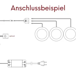 3er Set LED Einbauspot Unterbauspot Edelstahl gebürstet 12VDC 3 Watt Warmweiß 6,3 cm Ø Einbaustrahler für Möbel inkl. Aufsatzring