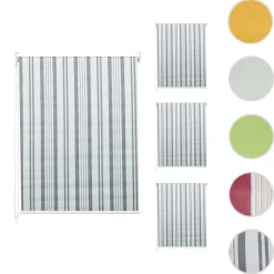 4er-Set Rollo MCW-D52, Fensterrollo Seitenzugrollo Jalousie, 100x160cm Sonnenschutz blickdicht ~ grau/weiß