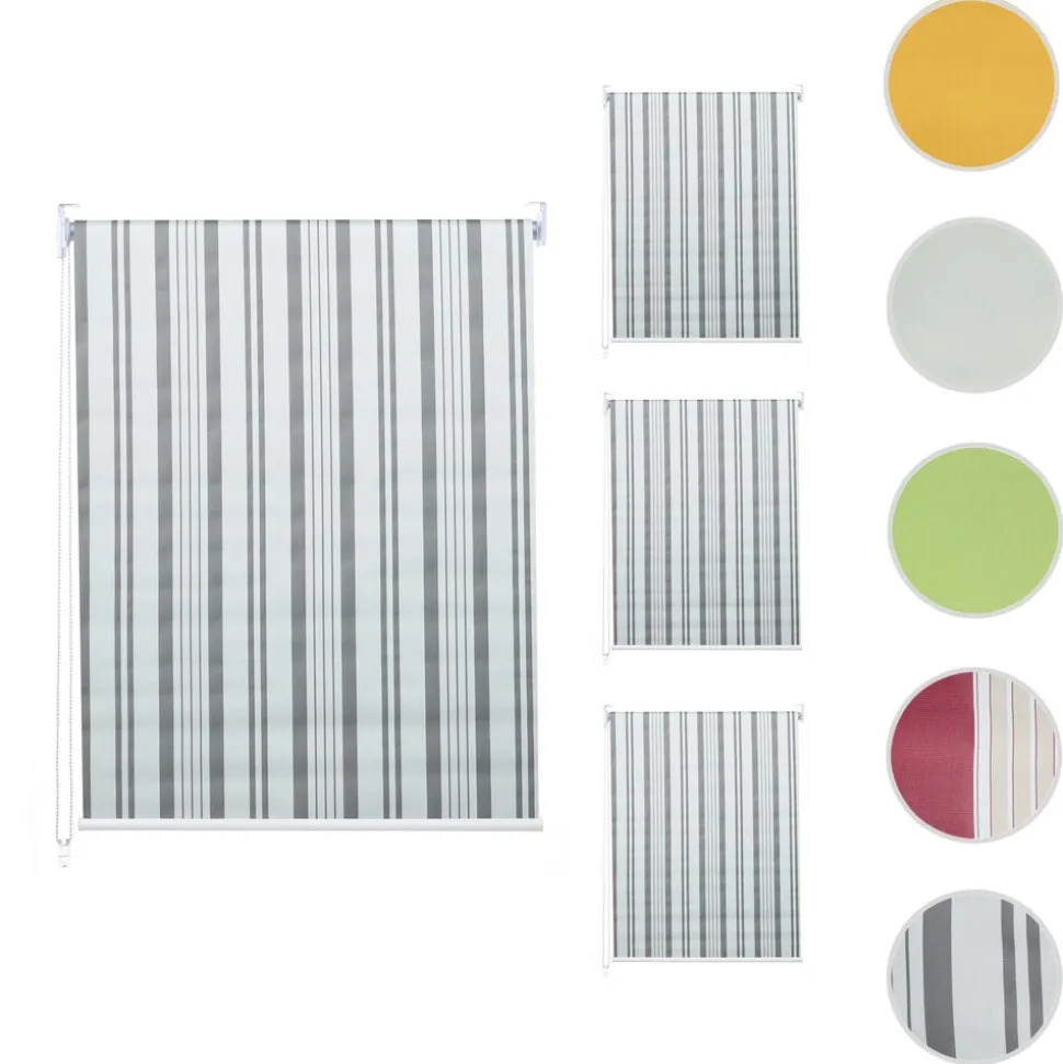 4er-Set Rollo MCW-D52, Fensterrollo Seitenzugrollo Jalousie, 100x160cm Sonnenschutz blickdicht ~ grau/weiß