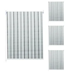 4er-Set Rollo MCW-D52, Fensterrollo Seitenzugrollo Jalousie, 100x160cm Sonnenschutz blickdicht ~ grau/weiß