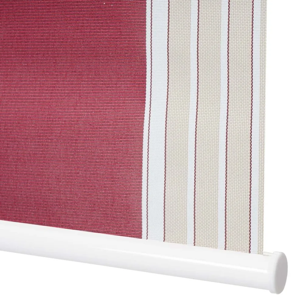 2er-Set Rollo MCW-D52, Fensterrollo Seitenzugrollo Jalousie, 120x230cm Sonnenschutz blickdicht ~ rot/weiß/beige