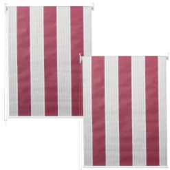 2er-Set Rollo MCW-D52, Fensterrollo Seitenzugrollo Jalousie, 120x230cm Sonnenschutz blickdicht ~ rot/weiß/beige
