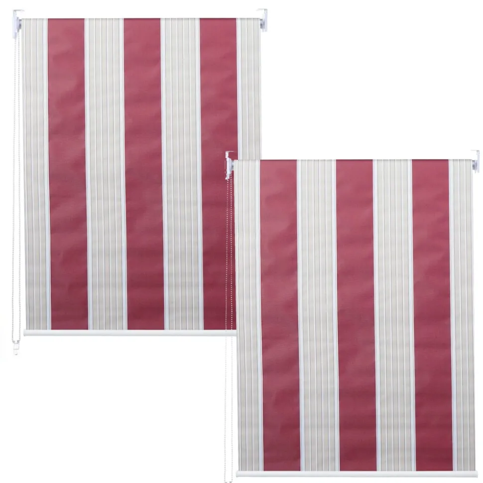 2er-Set Rollo MCW-D52, Fensterrollo Seitenzugrollo Jalousie, 120x230cm Sonnenschutz blickdicht ~ rot/weiß/beige