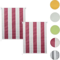 2er-Set Rollo MCW-D52, Fensterrollo Seitenzugrollo Jalousie, 120x230cm Sonnenschutz blickdicht ~ rot/weiß/beige