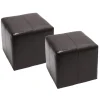 2er-Set Sitzhocker Carrara, Leder + Kunstleder, 36x36x36cm MVG-zertifiziert ~ braun