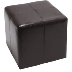 2er-Set Sitzhocker Carrara, Leder + Kunstleder, 36x36x36cm MVG-zertifiziert ~ braun